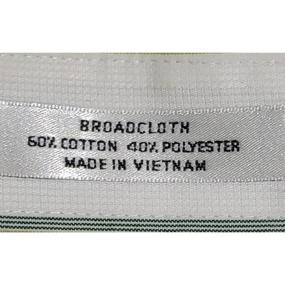 Van Heusen White Green Blue Striped Button Up Shirt 17 17.5 34 35 XL Lightweight - Picture 3 of 6